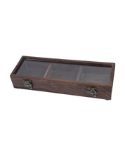 Sheesham Wood Rectangular Spice Box With Hand Carving (3 Compartments) - MARKET 99