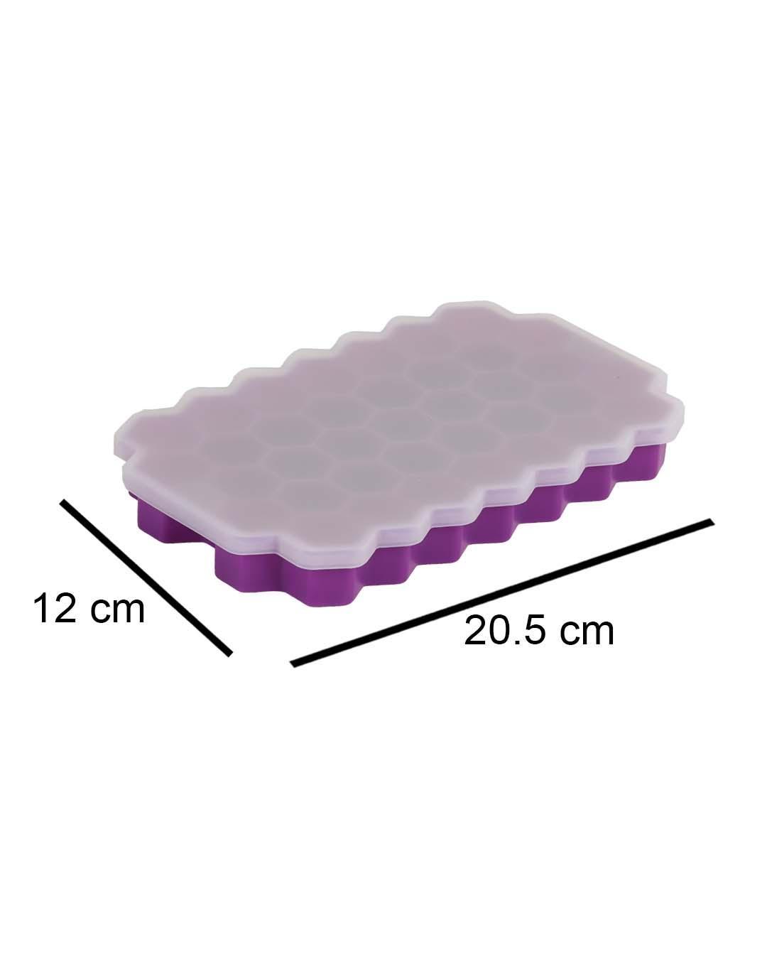 Silicone, Ice Tray With Lid, Beehive Pattern, Matt : Finish, Multicolor