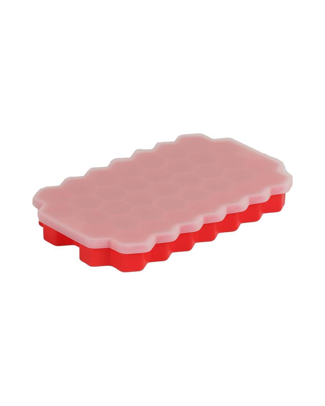 Silicone, Ice Tray With Lid, Beehive Pattern, Matt : Finish, Multicolor