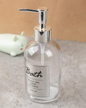 Silver Glass Soap Dispenser with Pump, 410 mL Capacity