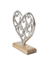 Silver Hearts Sculpture on a Wooden Base - MARKET 99
