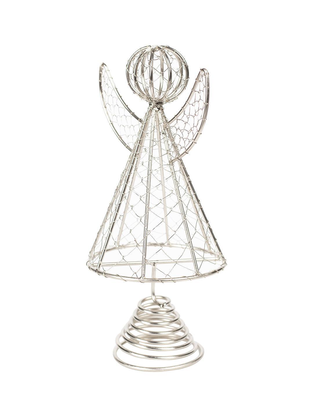 Silver Metal Christmas Angle Tree Topper Decoration Ornament - MARKET 99