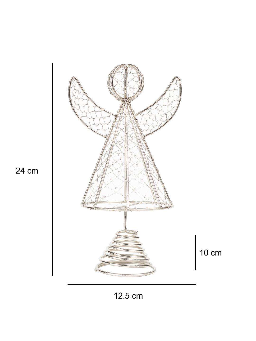 Silver Metal Christmas Angle Tree Topper Decoration Ornament - MARKET 99