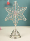 Silver Metal Christmas Star Tree Topper Decoration Ornament - MARKET 99
