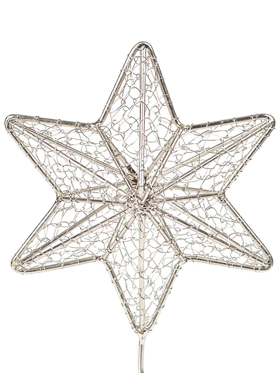 Silver Metal Christmas Star Tree Topper Decoration Ornament - MARKET 99