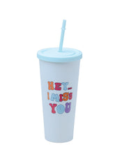 Sipper Tumbler 650ml - White & Blue - MARKET 99