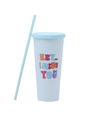 Sipper Tumbler 650ml - White & Blue - MARKET 99