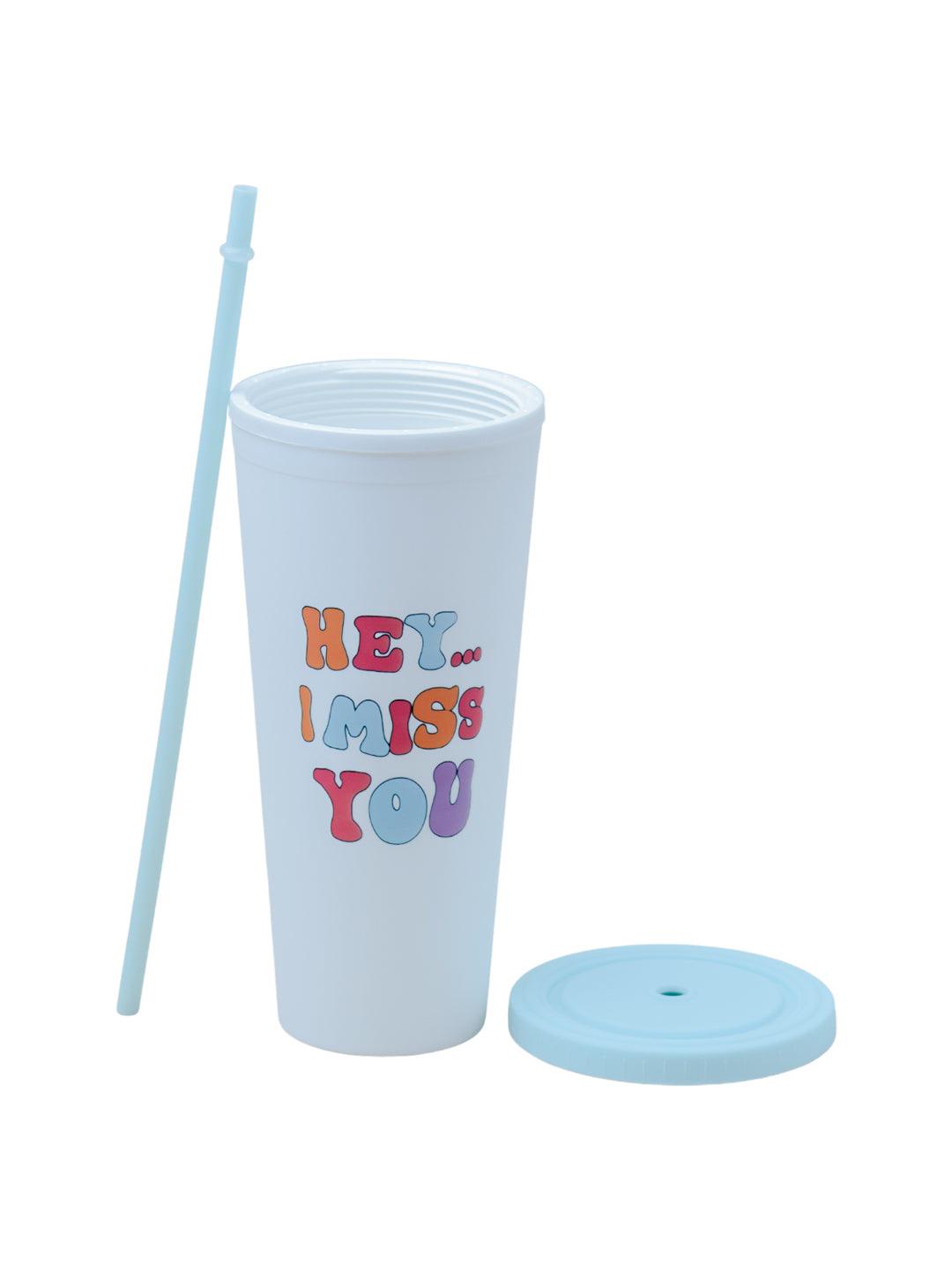 Sipper Tumbler 650ml - White & Blue - MARKET 99