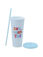 Sipper Tumbler 650ml - White & Blue - MARKET 99