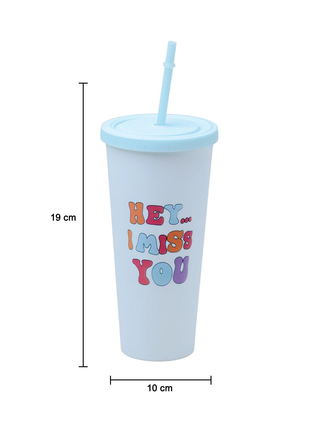 Sipper Tumbler 650ml - White & Blue - MARKET 99