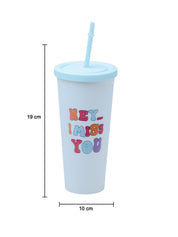 Sipper Tumbler 650ml - White & Blue - MARKET 99