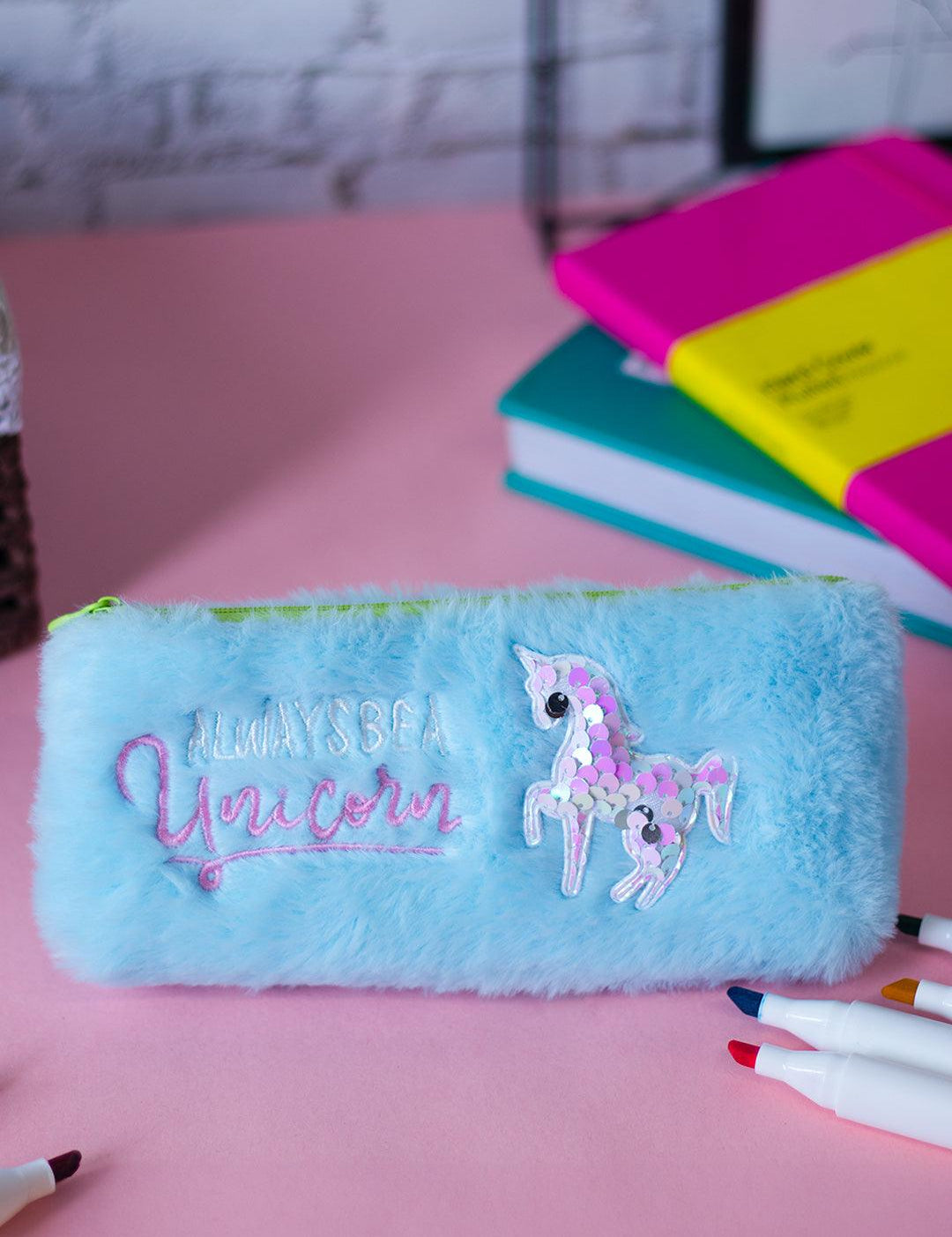 Sky Blue Pencil Pouch - Fur - MARKET 99