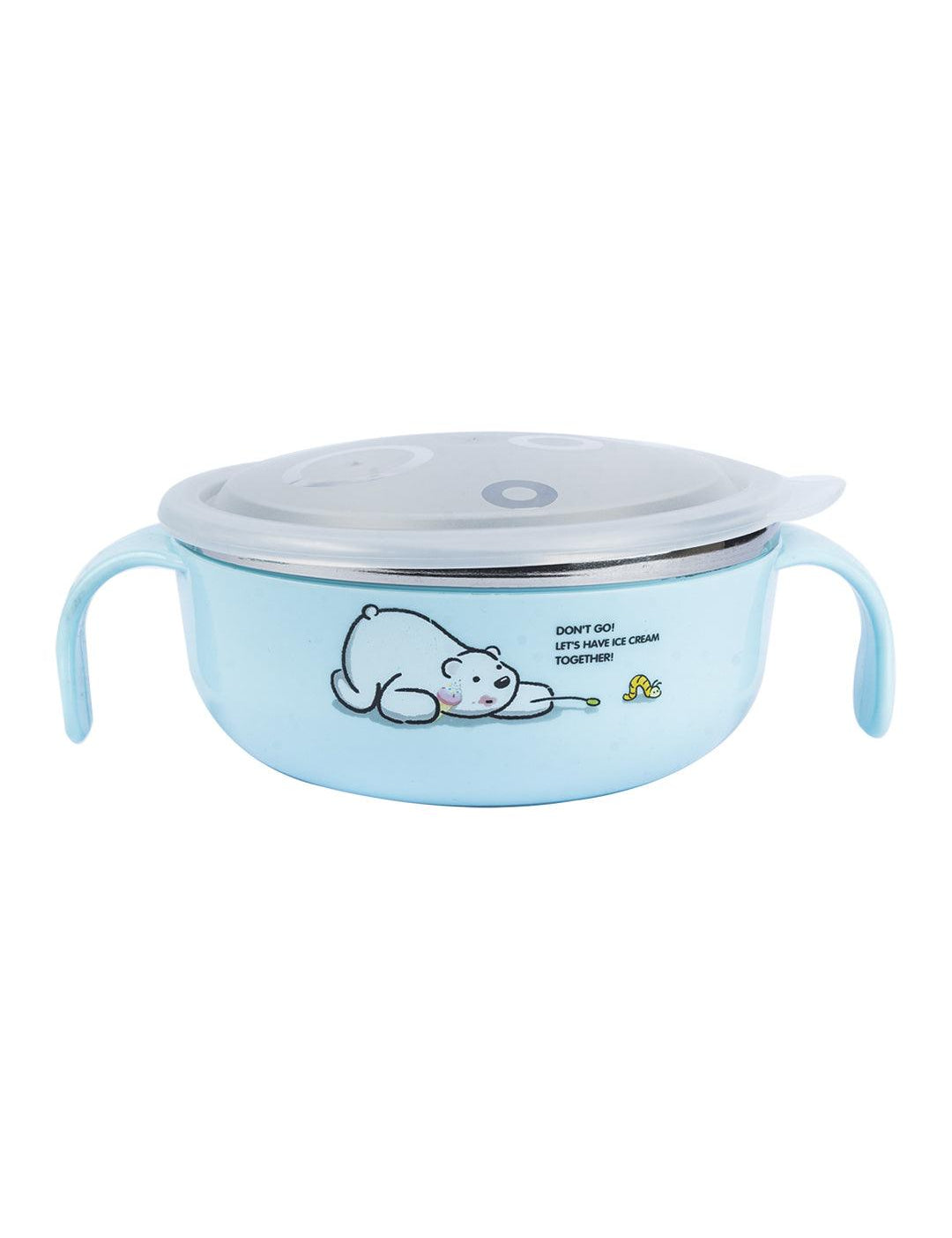 Skyblue Plastic Kids Bowl with Playful Bear Print - 400Ml