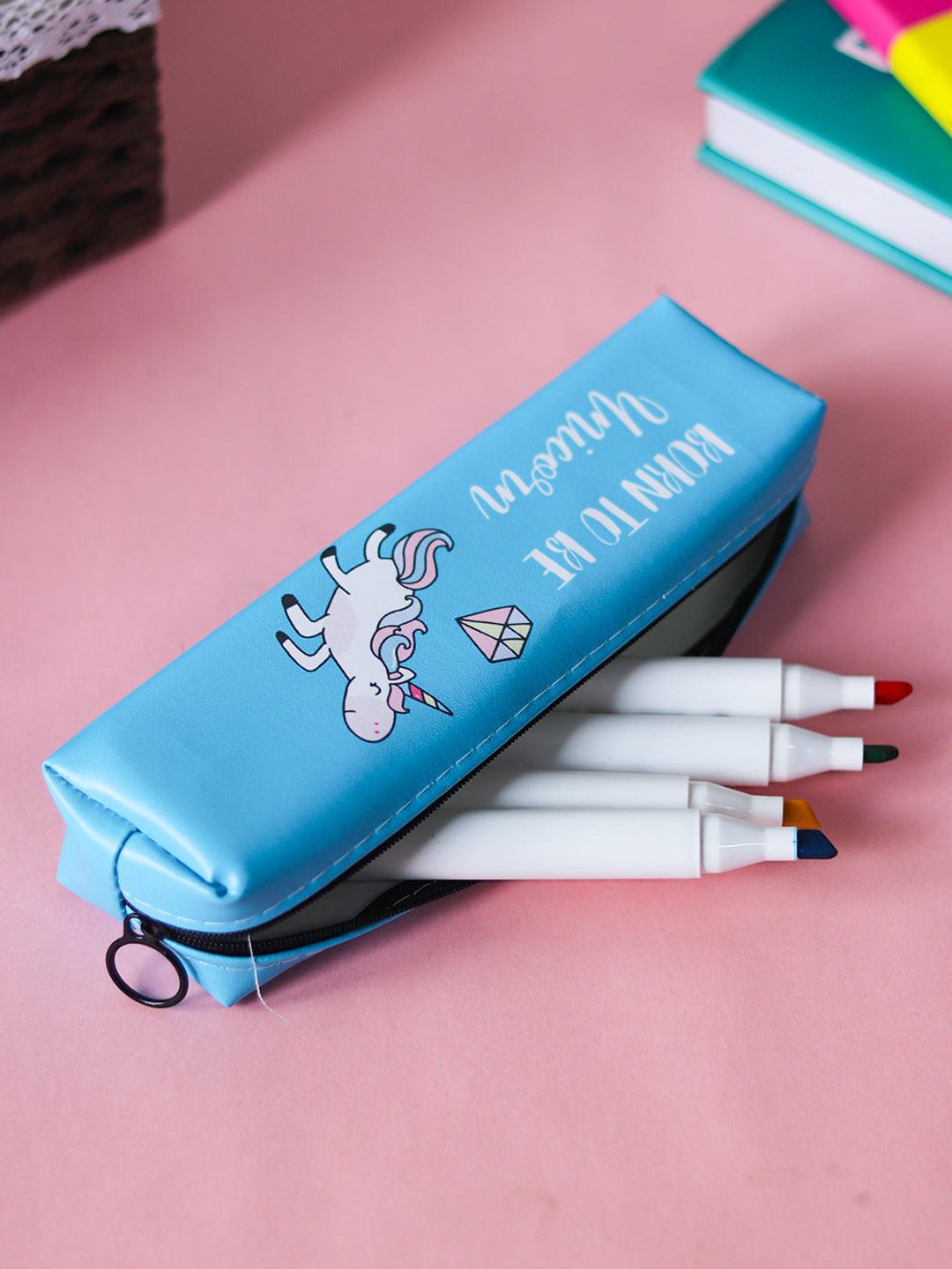 Skyblue Unicorn Cute Pencil Pouch - MARKET 99