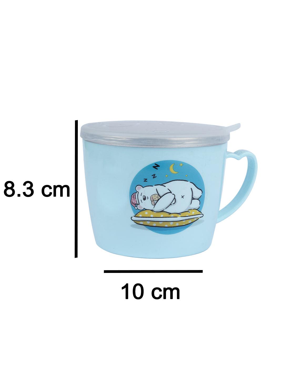 Sleeping Bear Kids Mug with Lid - 500ml Sky Blue Plastic Mug