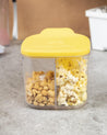 Small Food Storage Box with Lid & 2 Spoon, Yellow, Plastic - MARKET 99