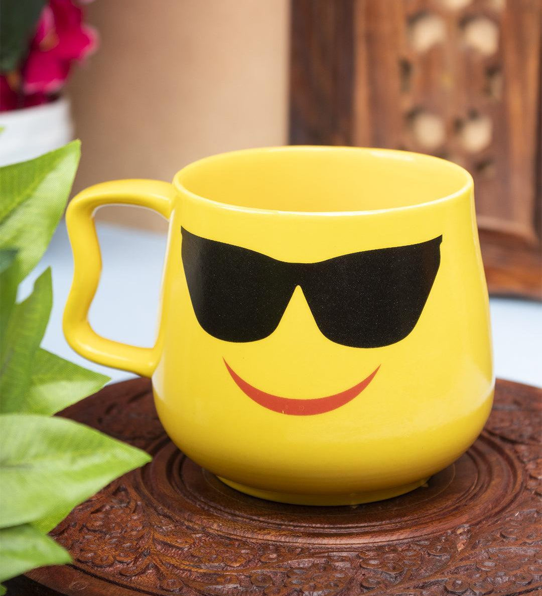 'Smileys Face With Sunglasses Emoji' Tea & Coffee Mug in Ceramic ( 530 mL, Microwave Safe) - MARKET 99