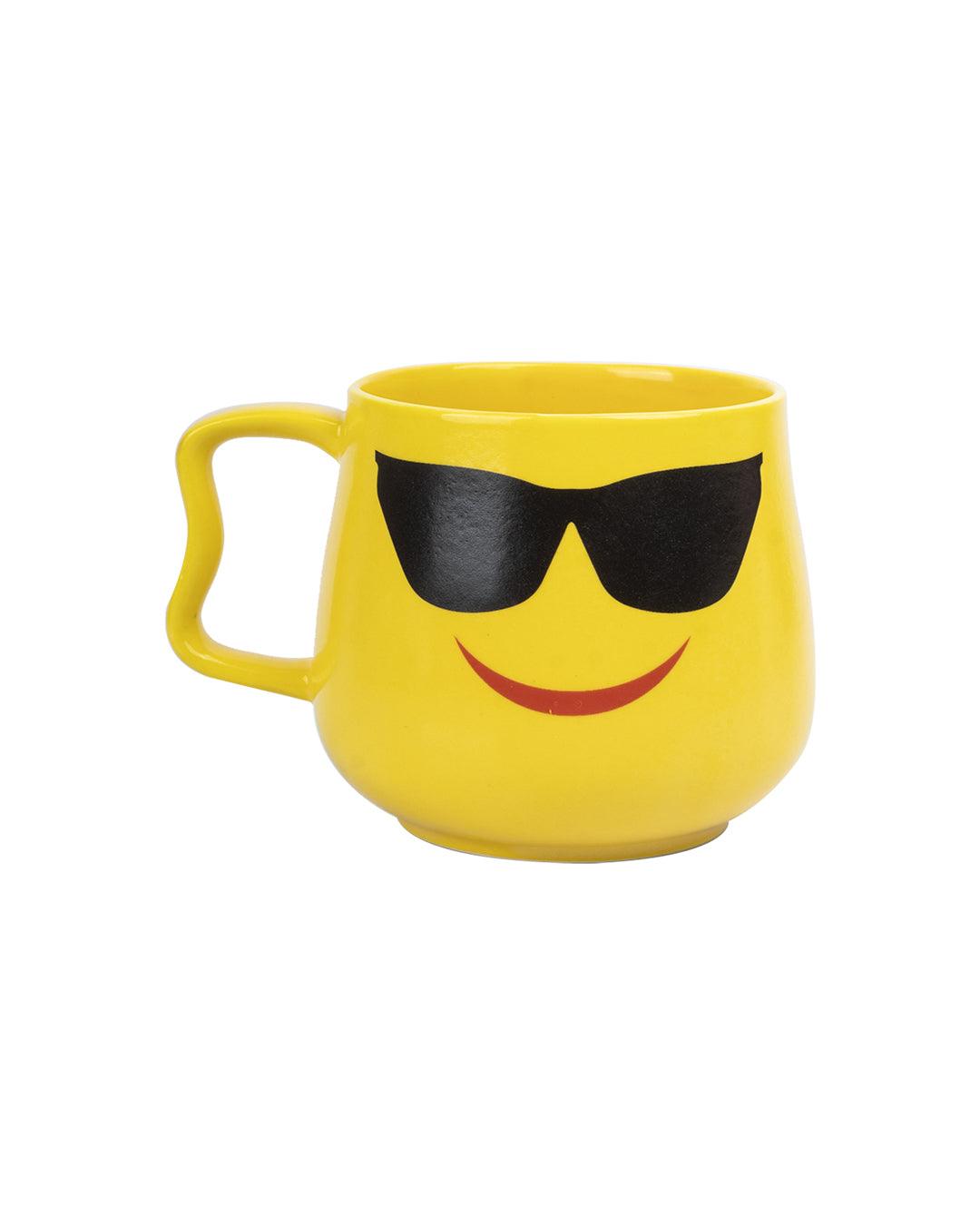 'Smileys Face With Sunglasses Emoji' Tea & Coffee Mug in Ceramic ( 530 mL, Microwave Safe) - MARKET 99