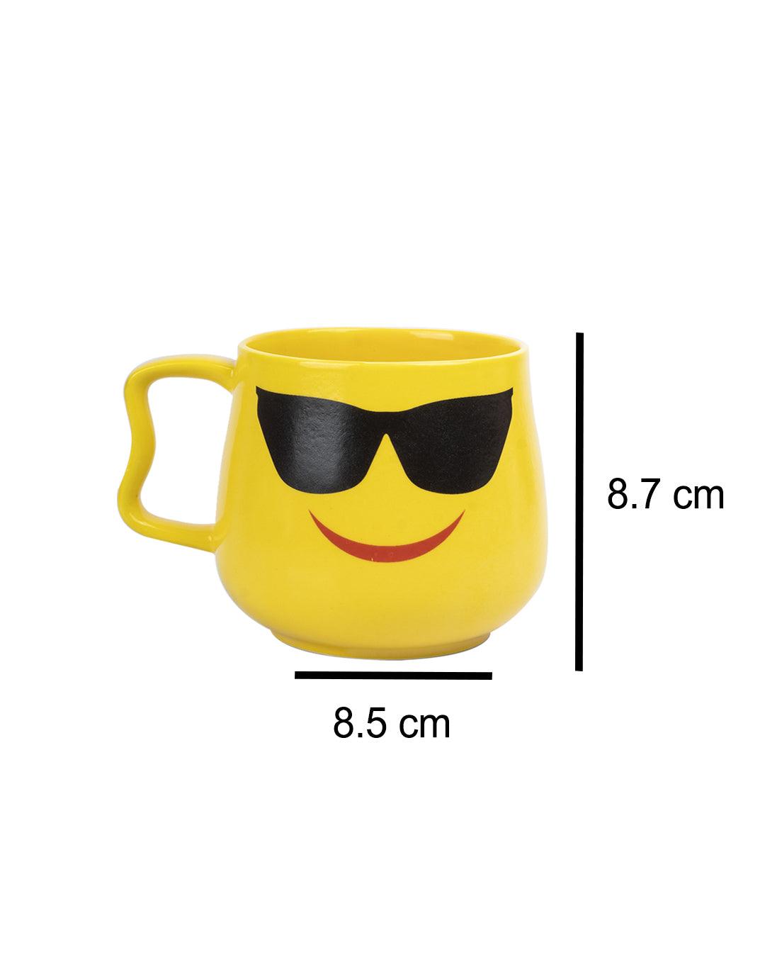 'Smileys Face With Sunglasses Emoji' Tea & Coffee Mug in Ceramic ( 530 mL, Microwave Safe) - MARKET 99