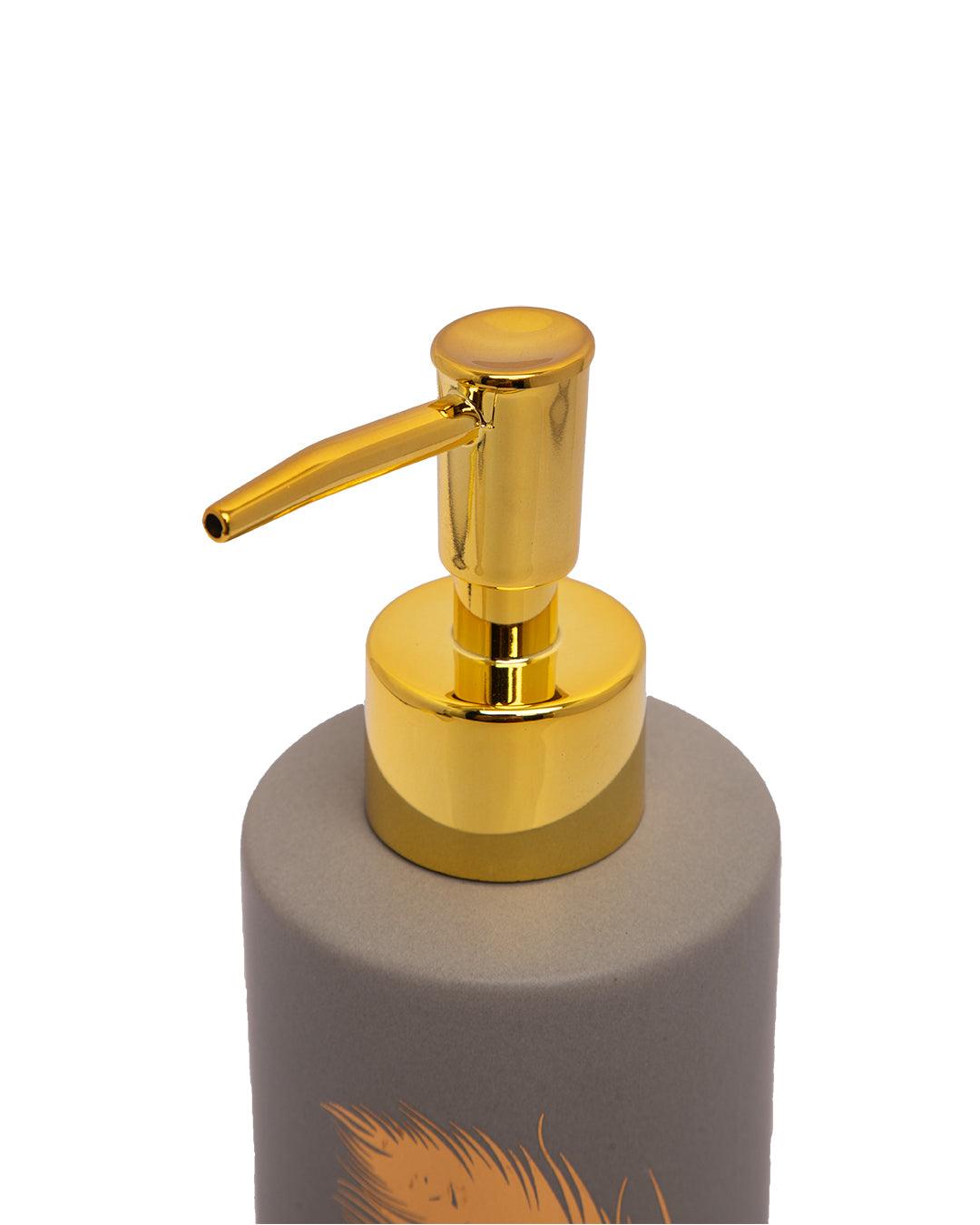 Soap Dispenser, Golden Design, Grey, Ceramic, 350 mL - MARKET 99