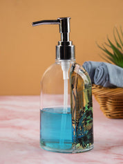 Soap Dispenser, Refillable & Reusable, Floral Design, Blue, Plastic, 250 mL - MARKET 99