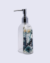 Soap Dispenser, Refillable & Reusable, Floral Design, Blue, Plastic, 250 mL - MARKET 99