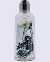 Soap Dispenser, Refillable & Reusable, Floral Design, Blue, Plastic, 250 mL - MARKET 99