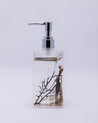 Soap Dispenser, Refillable & Reusable, Floral Design, Gold Colour, Plastic, 250 mL - MARKET 99