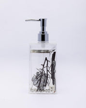 Soap Dispenser, Refillable & Reusable, Floral Design, Silver Colour, Plastic, 250 mL - MARKET 99