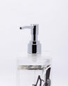 Soap Dispenser, Refillable & Reusable, Floral Design, Silver Colour, Plastic, 250 mL - MARKET 99