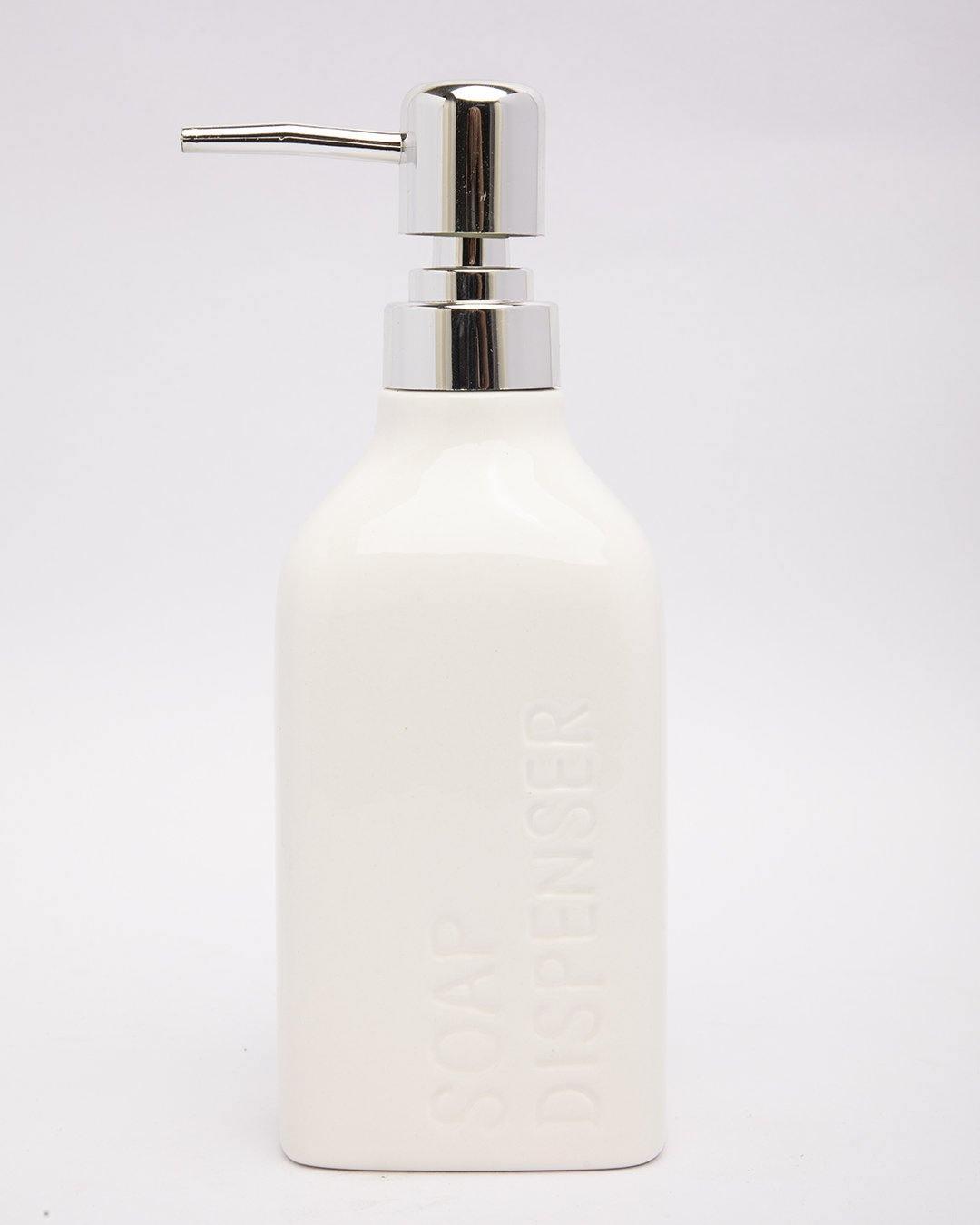 Soap Dispenser, Reusable & Refillable, White, Ceramic, 450 mL - MARKET 99