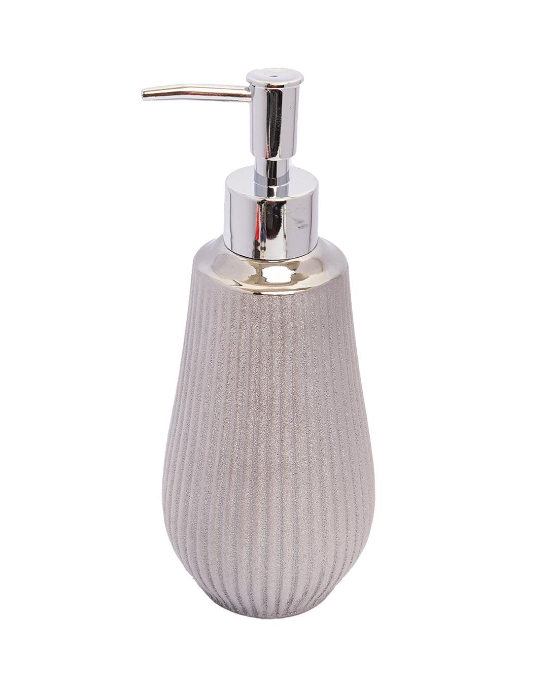 Soap Dispenser, Silver & Brown, Ceramic - MARKET 99