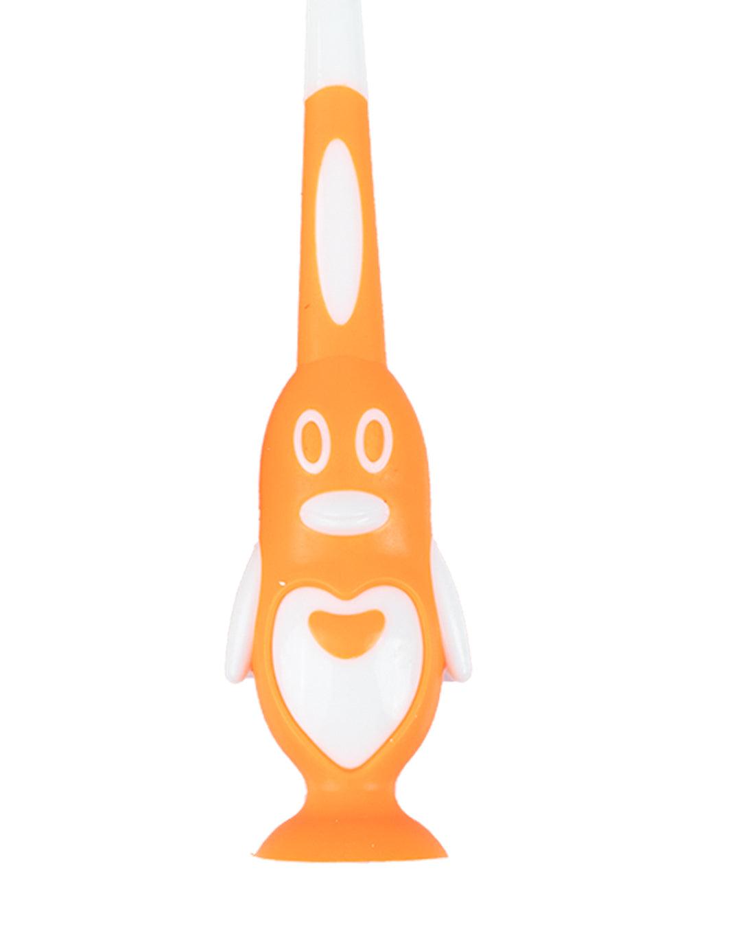 Soft Bristles Kid Compact Toothbrush with Doll Toy, Orange, Plastic - MARKET 99