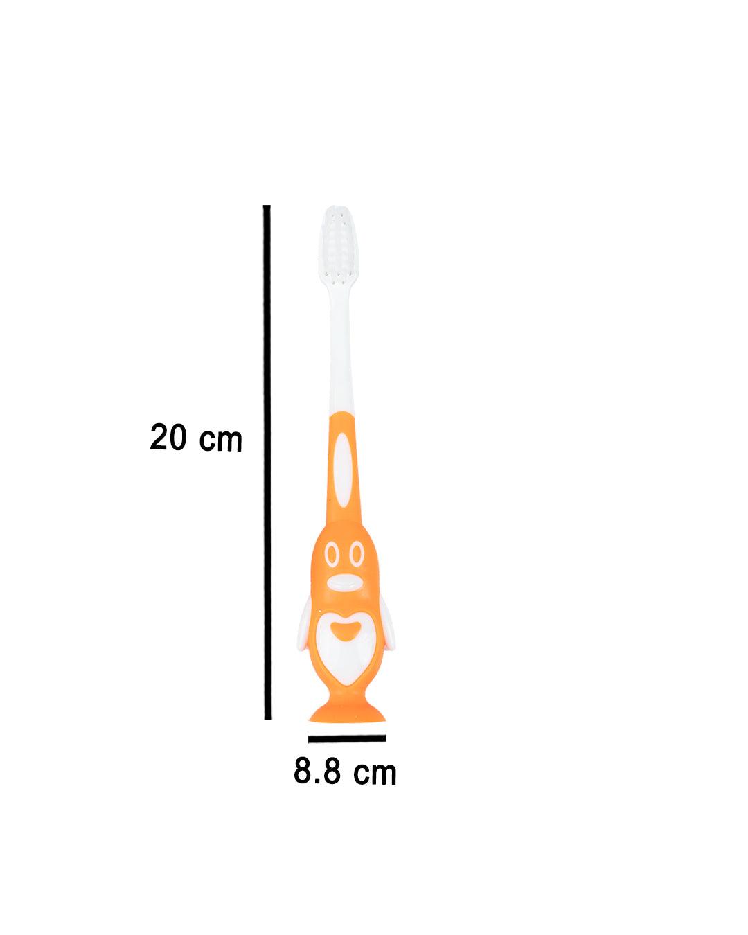 Soft Bristles Kid Compact Toothbrush with Doll Toy, Orange, Plastic - MARKET 99