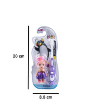 Soft Bristles Kid Compact Toothbrush with Doll Toy, Set, Violet, Plastic - MARKET 99