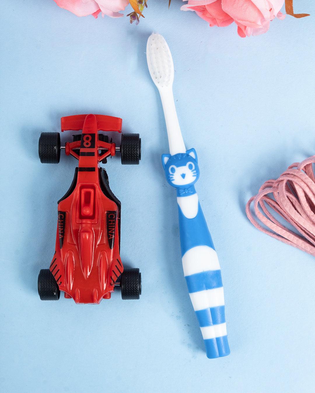 Soft Bristles Kid Compact Toothbrush with Toy Car, Red, Plastic - MARKET 99