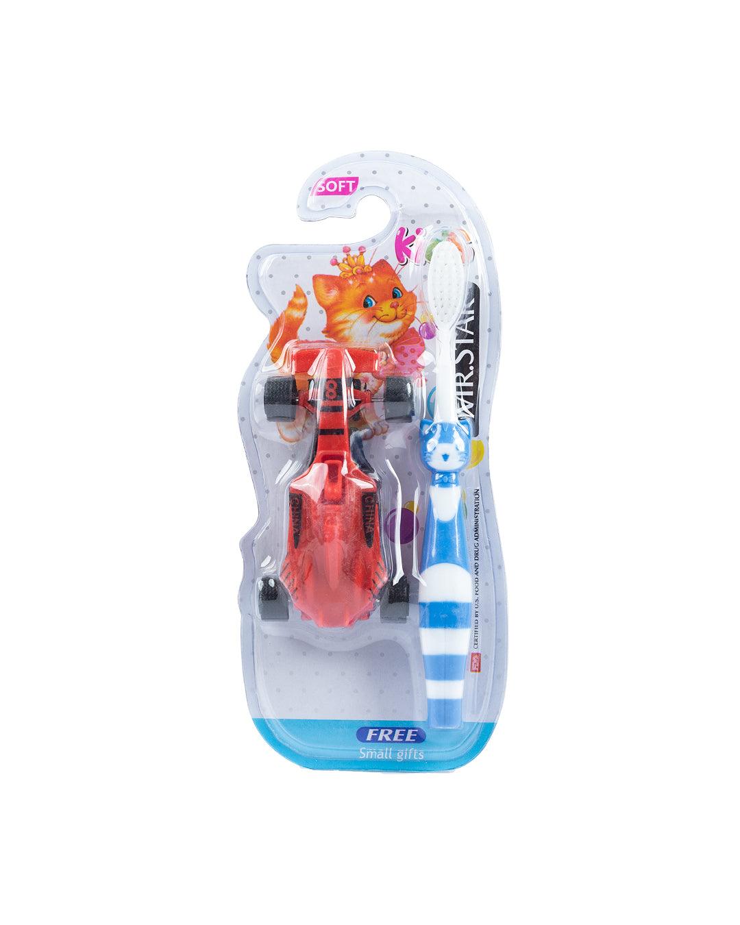 Soft Bristles Kid Compact Toothbrush with Toy Car, Red, Plastic - MARKET 99