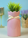 Solid Vase, Floral Shaped Mouth, Pink, Ceramic - MARKET 99