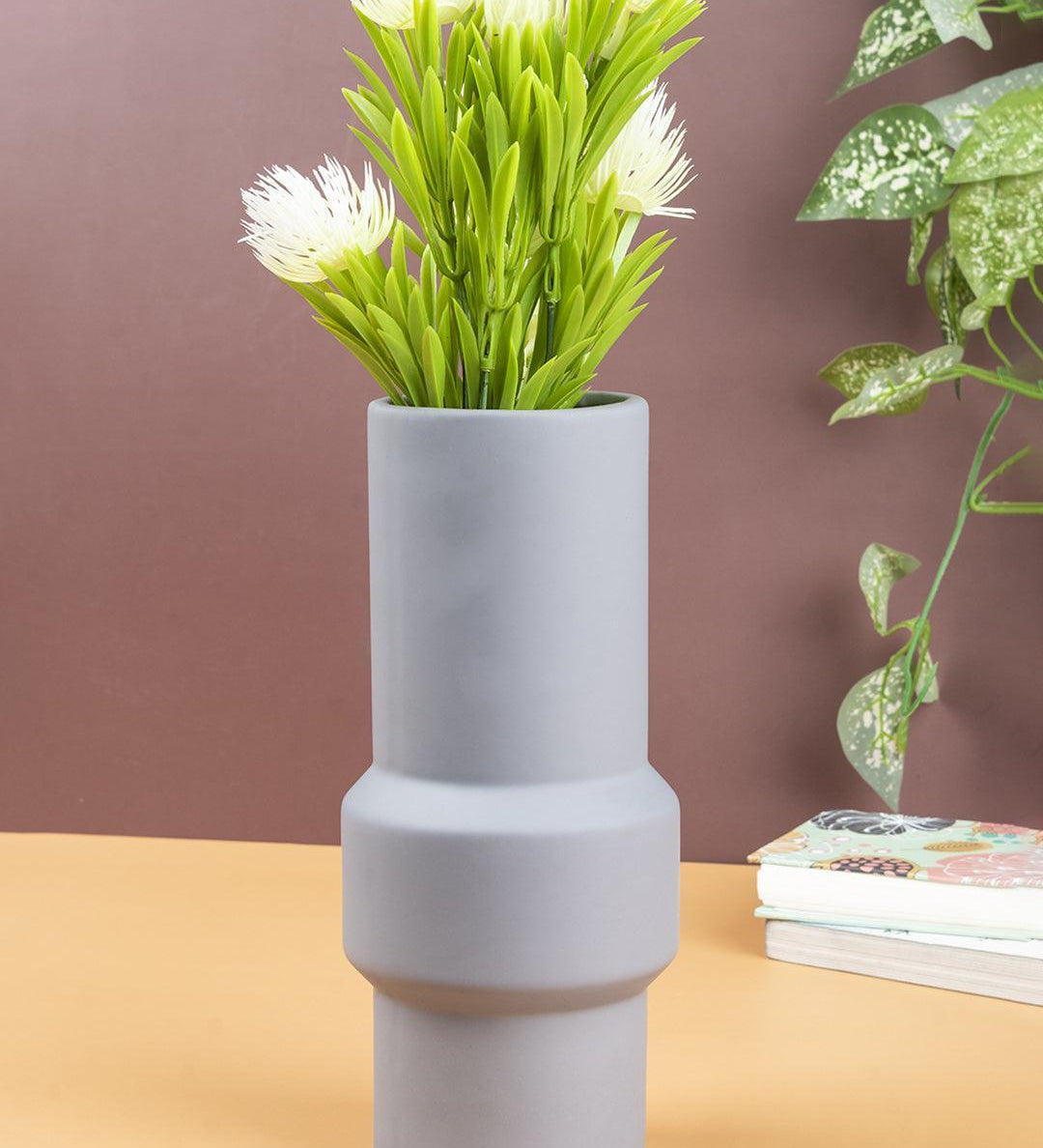 Solid Vase, Grey, Ceramic - MARKET 99