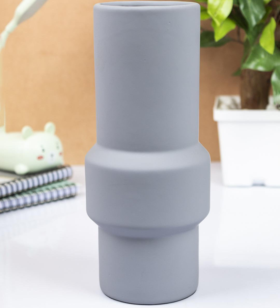 Solid Vase, Grey, Ceramic - MARKET 99
