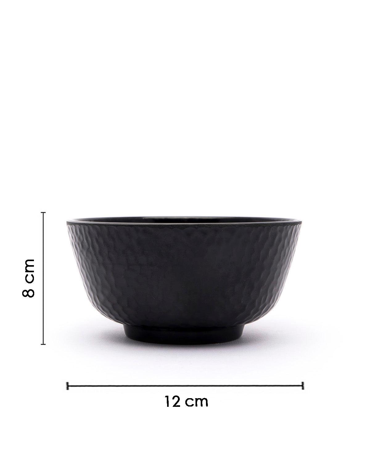 Soup Bowl, Hammered, Melamine, Black, Set of 6 - MARKET 99