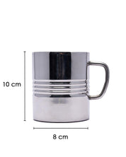 Stainless Steel Coffee Mugs, Wall Comfortable Wider Handle, Metal Coffee Mugs, Teacups, Silver, Stainless Steel, Set of 2, 300 mL - MARKET 99