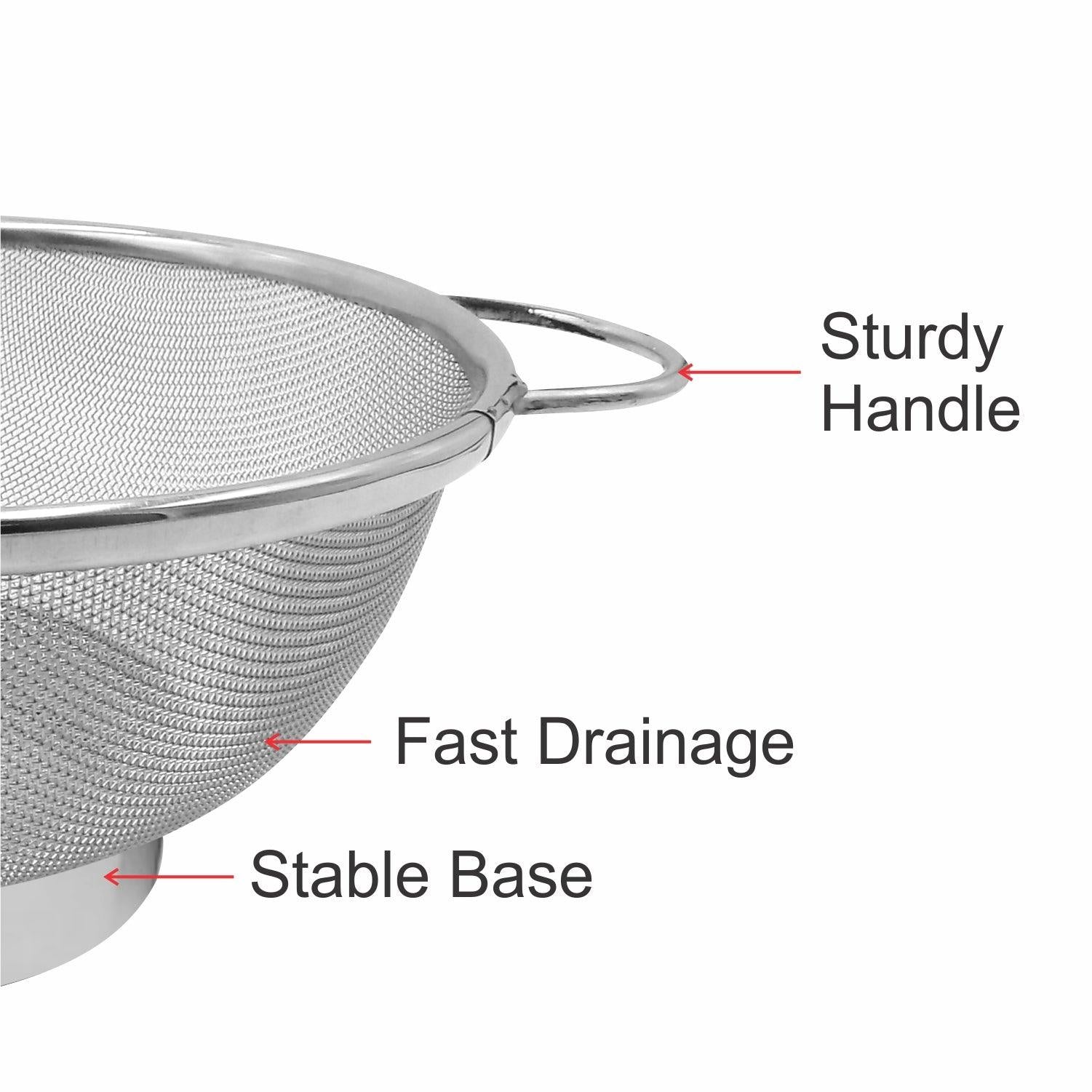 Stainless Steel Colander, Precision Pierced Strainer For Pasta, Rice, & Fruits, Wide Rim & Handles, Steaming, Draining & Rinsing, Silver, Stainless Steel - MARKET 99