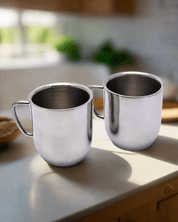 Stainless Steel Mugs, Tea & Coffee Mugs, Silver, Stainless Steel, Set of 2