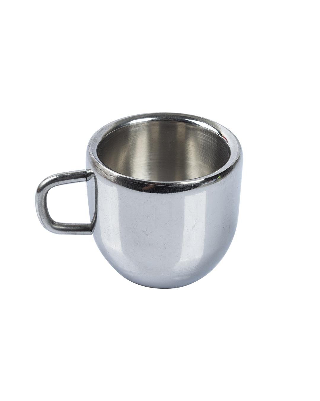 Stainless Steel Solid Tea & Coffee Mugs ( Set Of 6, 100 mL, Silver Colour) - MARKET 99