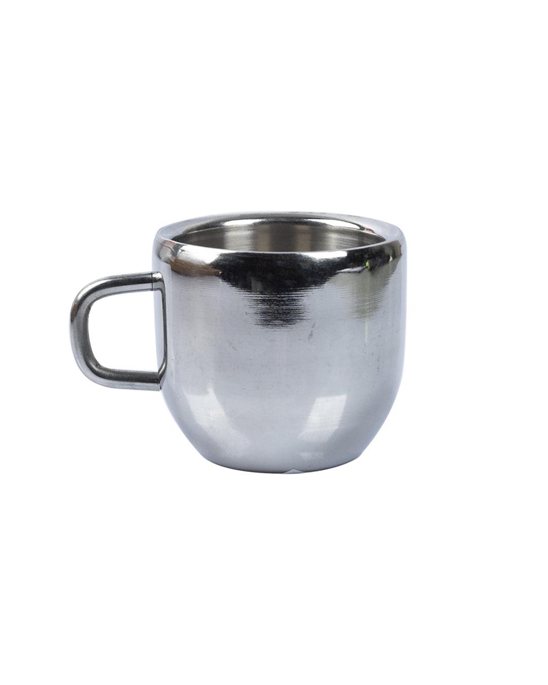 Stainless Steel Solid Tea & Coffee Mugs ( Set Of 6, 100 mL, Silver Colour) - MARKET 99