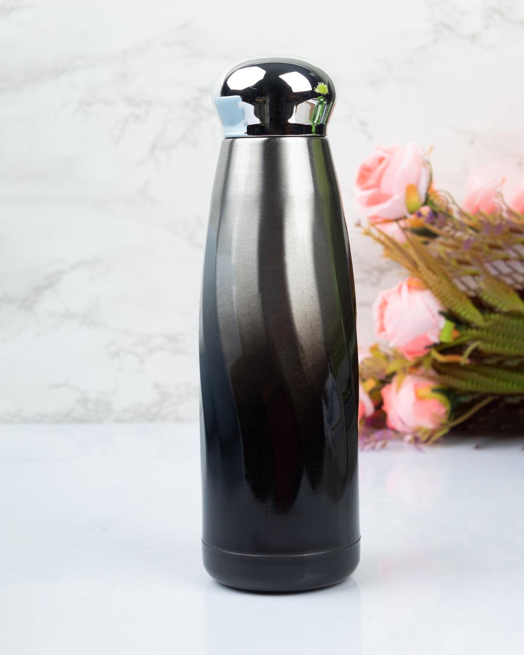 Stainless Steel Water Bottle with Dual Shade, Temperature Retention, Black, Stainless Steel, 350ML - MARKET 99