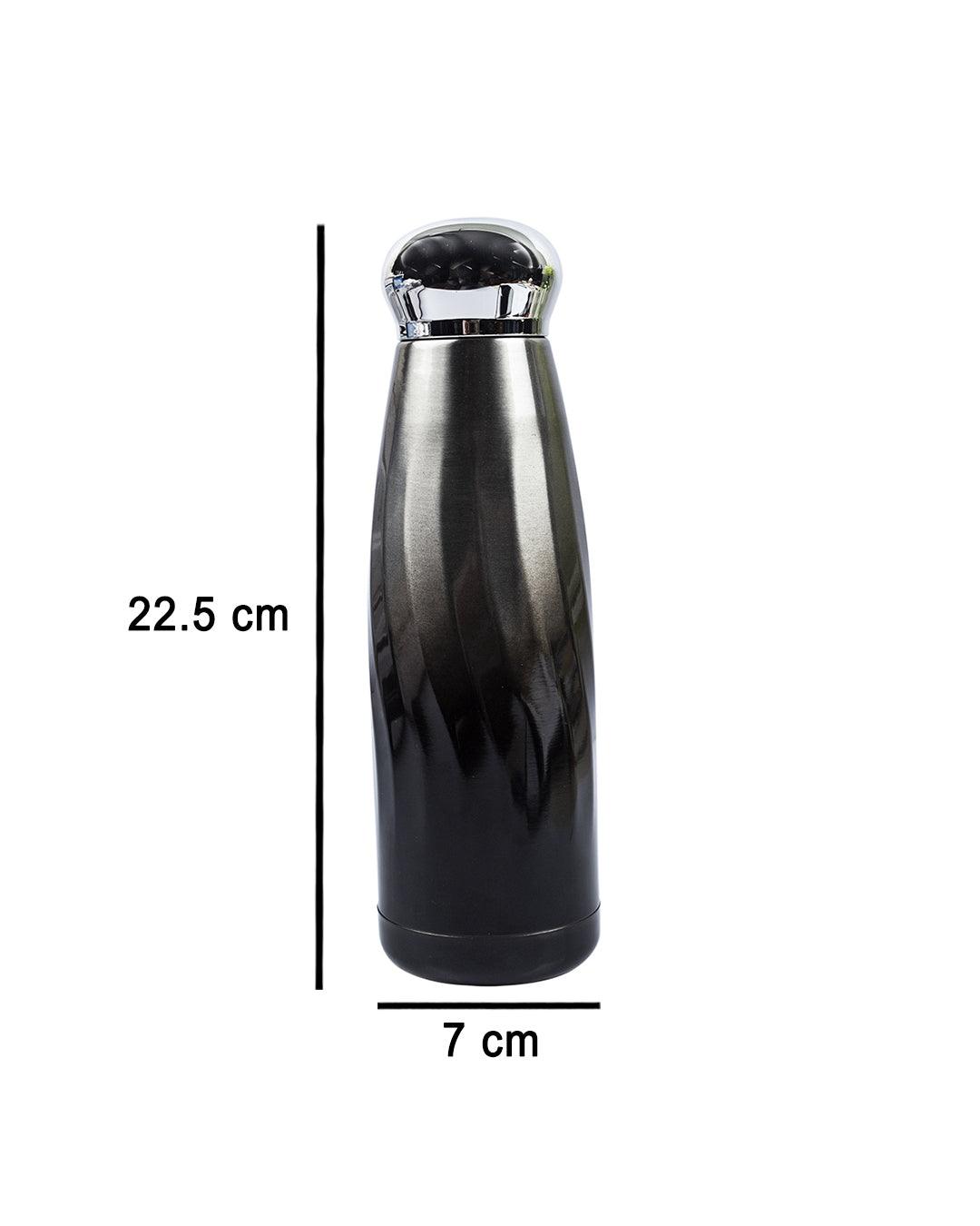 Stainless Steel Water Bottle with Dual Shade, Temperature Retention, Black, Stainless Steel, 350ML - MARKET 99