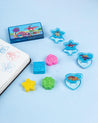 Stamp & Ink Pad Set, 8 Stamps, Multicolour, Plastic - MARKET 99