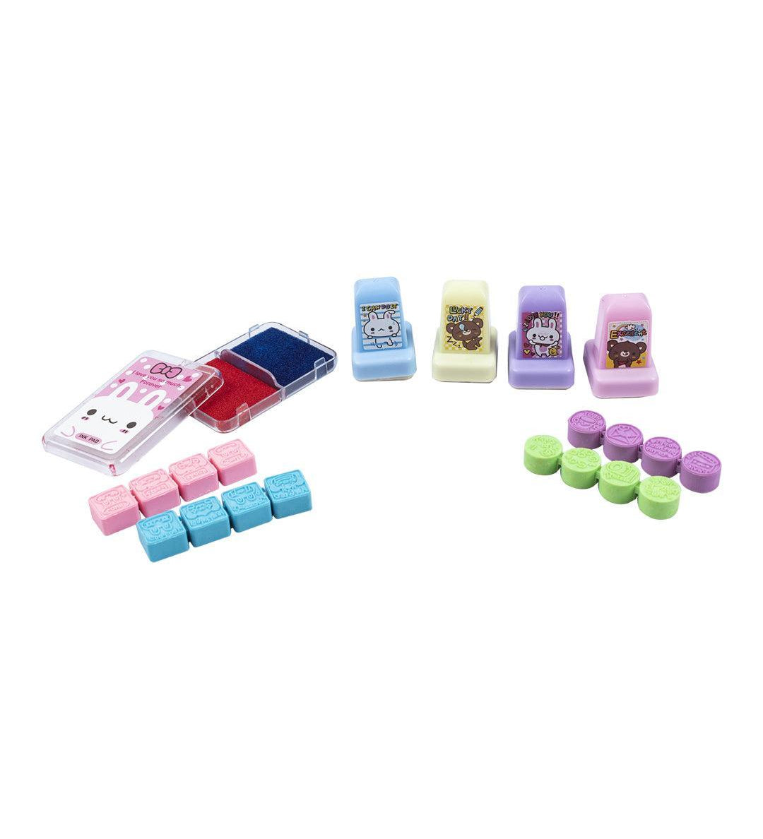 Stamp Craft Set, Stamps & Ink Pad, Multicolour, Plastic - MARKET 99